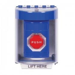 SS2482NT-EN STI Blue Indoor/Outdoor Surface w/ Horn Key-to-Reset (Illuminated) Stopper Station with No Text Label English