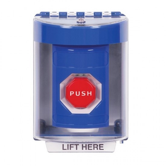SS2482NT-EN STI Blue Indoor/Outdoor Surface w/ Horn Key-to-Reset (Illuminated) Stopper Station with No Text Label English