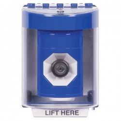SS2483NT-EN STI Blue Indoor/Outdoor Surface w/ Horn Key-to-Activate Stopper Station with No Text Label English