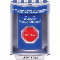 SS2485PS-ES STI Blue Indoor/Outdoor Surface w/ Horn Momentary Stopper Station w/ FUEL PUMP SHUT DOWN Spanish