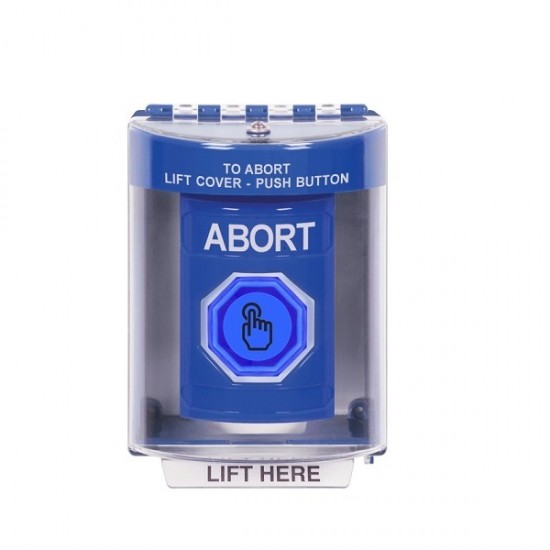 SS2486AB-EN STI Blue Indoor/Outdoor Surface w/ Horn Momentary (Illuminated) Stopper Station w/ ABORT Label
