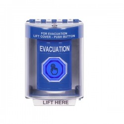 SS2486EV-EN STI Blue Indoor/Outdoor Surface w/ Horn Momentary (Illuminated) Stopper Station w/ EVACUATION Label