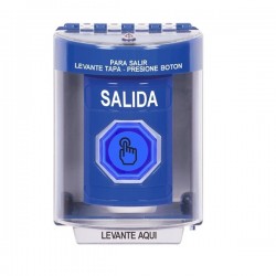 SS2486XT-ES STI Blue Indoor/Outdoor Surface w/ Horn Momentary (Illuminated) Stopper Station w/ EXIT Spanish