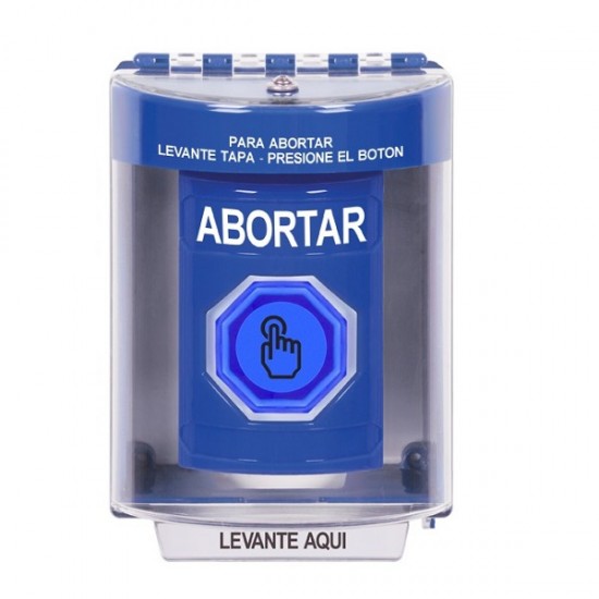 SS2487AB-ES STI Blue Indoor/Outdoor Surface w/ Horn Weather Resistant Momentary Stopper Station w/ ABORT Spanish