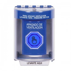 SS2487HV-ES STI Blue Indoor/Outdoor Surface w/ Horn Weather Resistant Momentary Stopper Station w/ HVAC SHUT DOWN Spanish