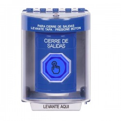 SS2487LD-ES STI Blue Indoor/Outdoor Surface w/ Horn Weather Resistant Momentary Stopper Station w/ LOCKDOWN Spanish