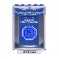 SS2487PS-ES STI Blue Indoor/Outdoor Surface w/ Horn Weather Resistant Momentary Stopper Station w/ FUEL PUMP SHUT DOWN Spanish