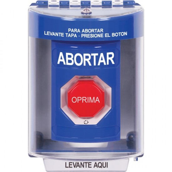 SS2489AB-ES STI Blue Indoor/Outdoor Surface w/ Horn Turn-to-Reset (Illuminated) Stopper Station with ABORT Label Spanish