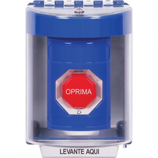 SS2489NT-ES STI Blue Indoor/Outdoor Surface w/ Horn Turn-to-Reset (Illuminated) Stopper Station with No Text Label Spanish