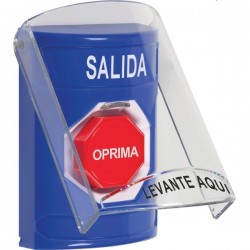 SS24A2XT-ES STI Blue Indoor Only Flush or Surface w/ Horn Key-to-Reset (Illuminated) Stopper Station with EXIT Label Spanish