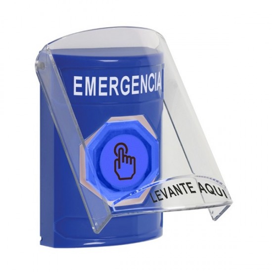 SS24A6EM-ES STI Blue Indoor Flush/Surface w/ Horn Momentary (Illuminated) Stopper Station w/ EMERGENCY Spanish