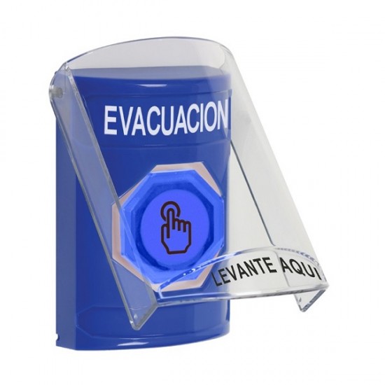 SS24A6EV-ES STI Blue Indoor Flush/Surface w/ Horn Momentary (Illuminated) Stopper Station w/ EVACUATION Spanish