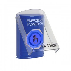 SS24A6PO-EN STI Blue Indoor Flush/Surface w/ Horn Momentary (Illuminated) Stopper Station w/ EMERGENCY POWER OFF Label