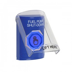 SS24A6PS-EN STI Blue Indoor Flush/Surface w/ Horn Momentary (Illuminated) Stopper Station w/ FUEL PUMP SHUT DOWN Label