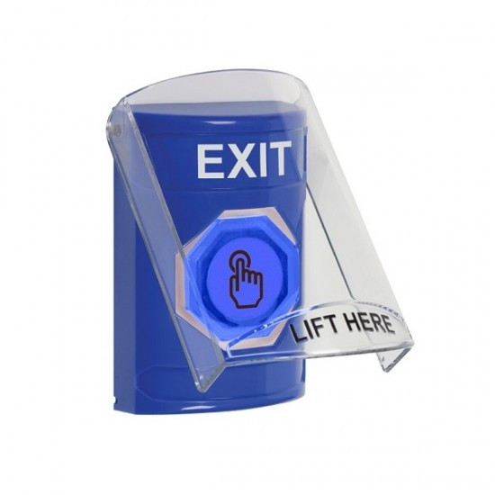 SS24A6XT-EN STI Blue Indoor Flush/Surface w/ Horn Momentary (Illuminated) Stopper Station w/ EXIT Label