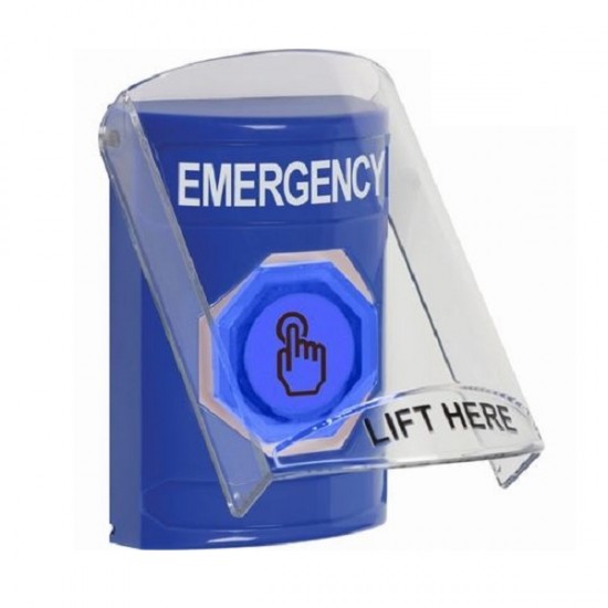 SS24A7EM-EN STI Blue Indoor Flush/Surface w/ Horn Weather Resistant Momentary Stopper Station w/ EMERGENCY Label SS24A7EM-EN STI Blue Indoor Flush/Surface w/ Horn Weather Resistant Momentary Stopper Station w/ EMERGENCY Label