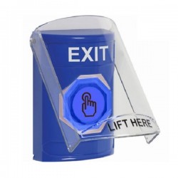 SS24A7XT-EN STI Blue Indoor Flush/Surface w/ Horn Weather Resistant Momentary Stopper Station w/ EXIT Label