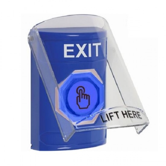 SS24A7XT-EN STI Blue Indoor Flush/Surface w/ Horn Weather Resistant Momentary Stopper Station w/ EXIT Label