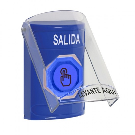 SS24A7XT-ES STI Blue Indoor Flush/Surface w/ Horn Weather Resistant Momentary Stopper Station w/ EXIT Spanish