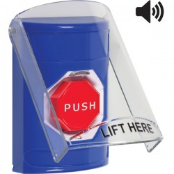 SS24A9NT-EN STI Blue Indoor Flush/Surface w/ Horn Turn-to-Reset Stopper Station w/ No Text