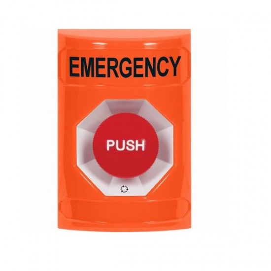 SS2501EM-EN STI Orange No Cover Turn-to-Reset Stopper Station with EMERGENCY Label English