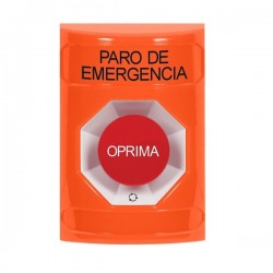 SS2501ES-ES STI Orange No Cover Turn-to-Reset Stopper Station with EMERGENCY STOP Label Spanish