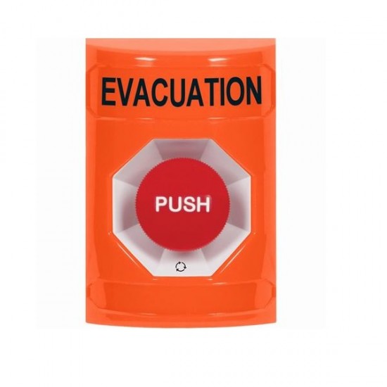 SS2501EV-EN STI Orange No Cover Turn-to-Reset Stopper Station with EVACUATION Label English