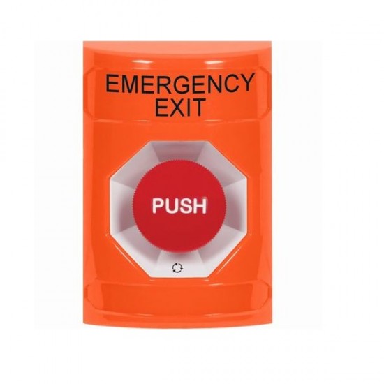 SS2501EX-EN STI Orange No Cover Turn-to-Reset Stopper Station with EMERGENCY EXIT Label English