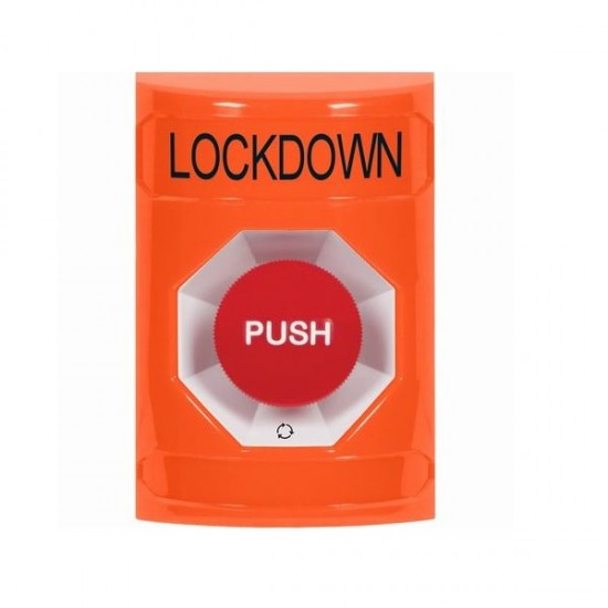 SS2501LD-EN STI Orange No Cover Turn-to-Reset Stopper Station with LOCKDOWN Label English