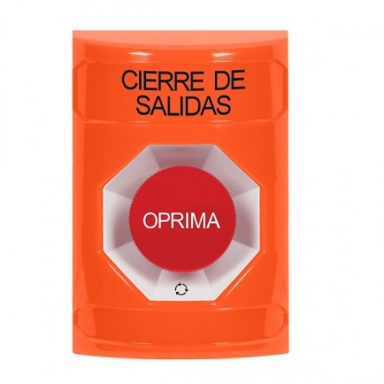 SS2501LD-ES STI Orange No Cover Turn-to-Reset Stopper Station with LOCKDOWN Label Spanish