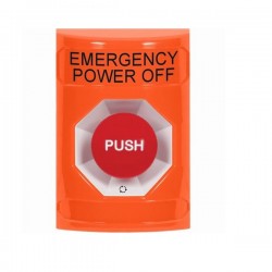 SS2501PO-EN STI Orange No Cover Turn-to-Reset Stopper Station with EMERGENCY POWER OFF Label English