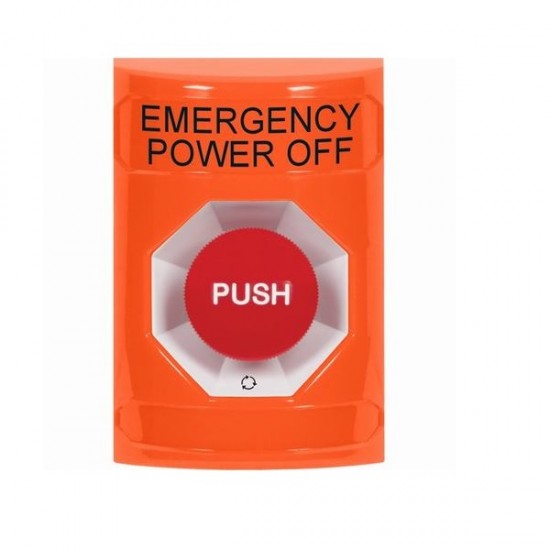 SS2501PO-EN STI Orange No Cover Turn-to-Reset Stopper Station with EMERGENCY POWER OFF Label English