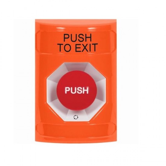SS2501PX-EN STI Orange No Cover Turn-to-Reset Stopper Station with PUSH TO EXIT Label English