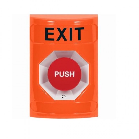 SS2501XT-EN STI Orange No Cover Turn-to-Reset Stopper Station with EXIT Label English