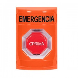 SS2502EM-ES STI Orange No Cover Key-to-Reset (Illuminated) Stopper Station with EMERGENCY Label Spanish