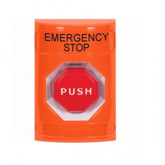 SS2502ES-EN STI Orange No Cover Key-to-Reset (Illuminated) Stopper Station with EMERGENCY STOP Label English