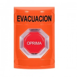 SS2502EV-ES STI Orange No Cover Key-to-Reset (Illuminated) Stopper Station with EVACUATION Label Spanish