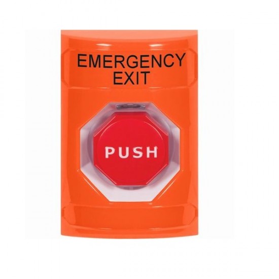 SS2502EX-EN STI Orange No Cover Key-to-Reset (Illuminated) Stopper Station with EMERGENCY EXIT Label English