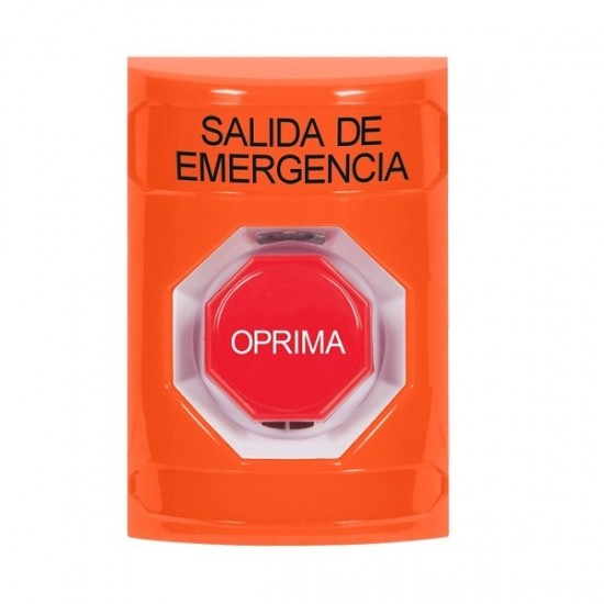 SS2502EX-ES STI Orange No Cover Key-to-Reset (Illuminated) Stopper Station with EMERGENCY EXIT Label Spanish