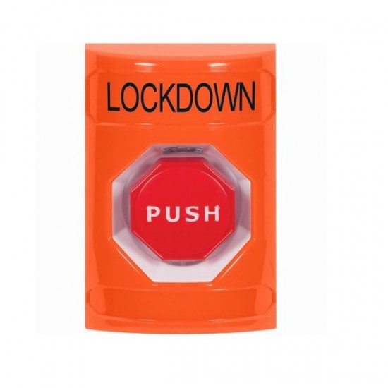 SS2502LD-EN STI Orange No Cover Key-to-Reset (Illuminated) Stopper Station with LOCKDOWN Label English