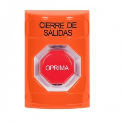 SS2502LD-ES STI Orange No Cover Key-to-Reset (Illuminated) Stopper Station with LOCKDOWN Label Spanish