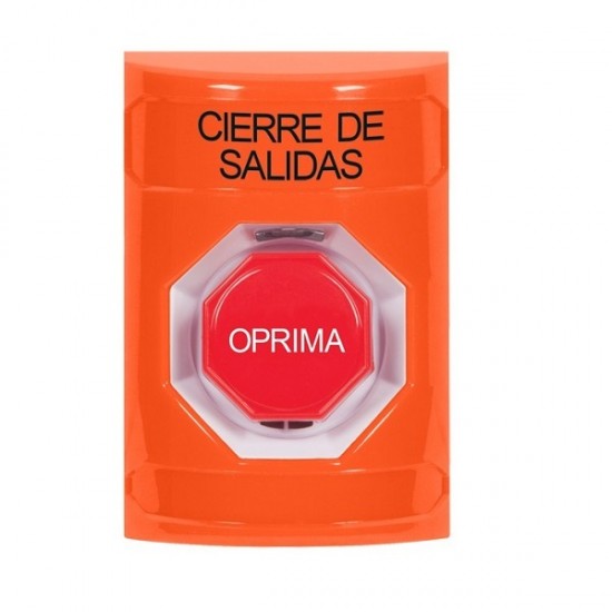 SS2502LD-ES STI Orange No Cover Key-to-Reset (Illuminated) Stopper Station with LOCKDOWN Label Spanish
