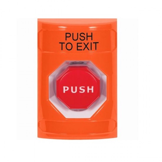 SS2502PX-EN STI Orange No Cover Key-to-Reset (Illuminated) Stopper Station with PUSH TO EXIT Label English