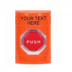 SS2502ZA-EN STI Orange No Cover Key-to-Reset (Illuminated) Stopper Station with Non-Returnable Custom Text Label English