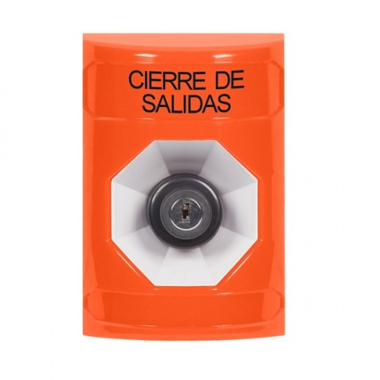 SS2503LD-ES STI Orange No Cover Key-to-Activate Stopper Station with LOCKDOWN Label Spanish