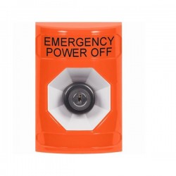 SS2503PO-EN STI Orange No Cover Key-to-Activate Stopper Station with EMERGENCY POWER OFF Label English