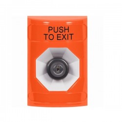 SS2503PX-EN STI Orange No Cover Key-to-Activate Stopper Station with PUSH TO EXIT Label English