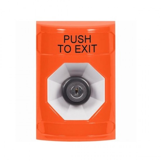 SS2503PX-EN STI Orange No Cover Key-to-Activate Stopper Station with PUSH TO EXIT Label English