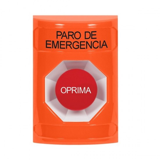 SS2504ES-ES STI Orange No Cover Momentary Stopper Station with EMERGENCY STOP Label Spanish