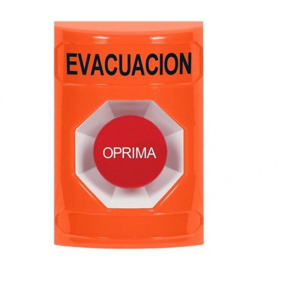 SS2504EV-ES STI Orange No Cover Momentary Stopper Station with EVACUATION Label Spanish